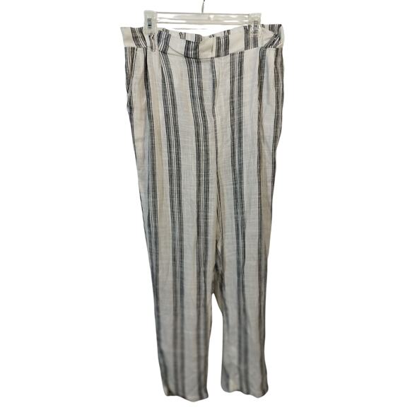 4130)New Look Rayon Linen Stripe Wide Leg Relaxed Pants XL - Picture 1 of 9